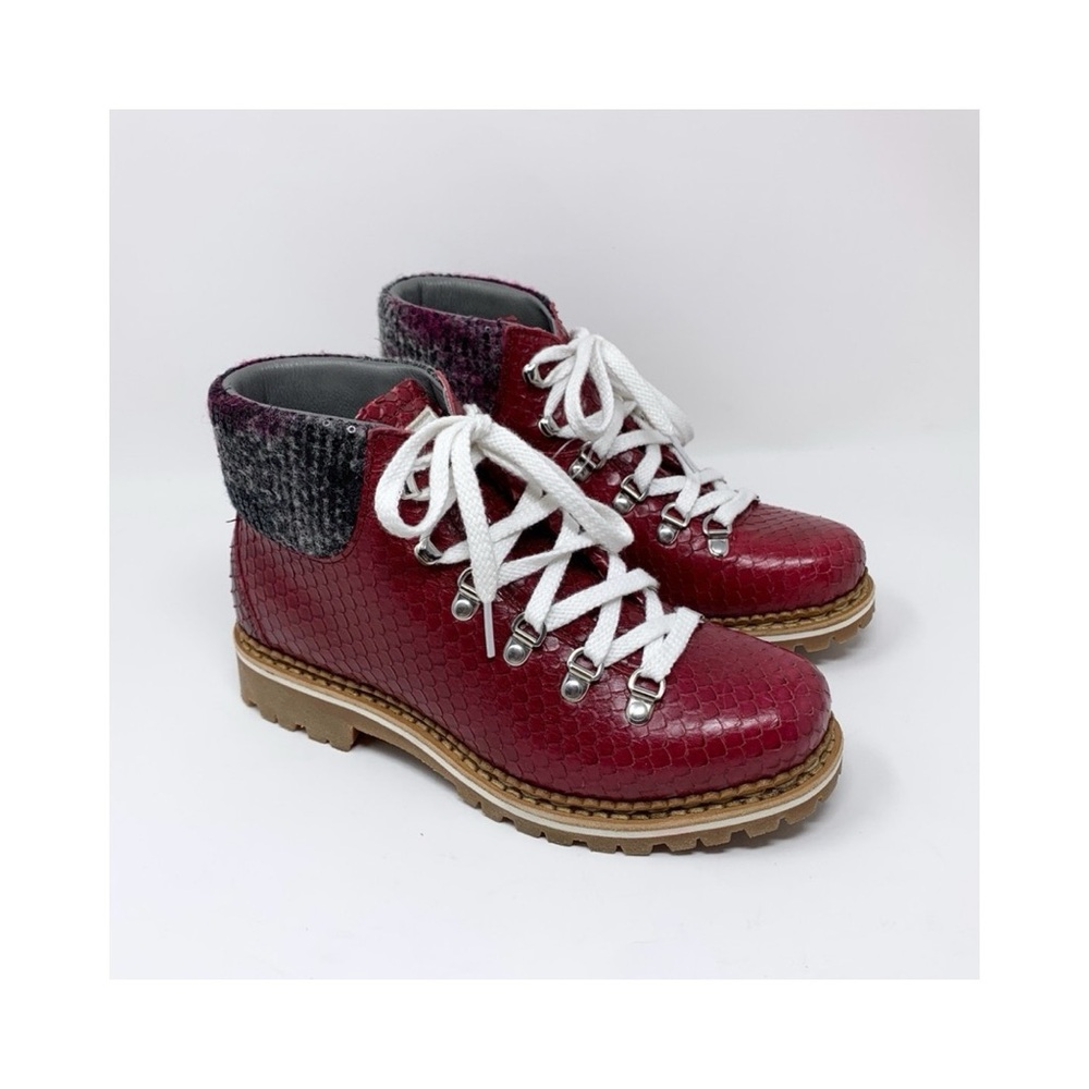 NEW La Montelliana 1965 Margherita Red Cobra Skin Boots (Sz 38) Sequin Trim